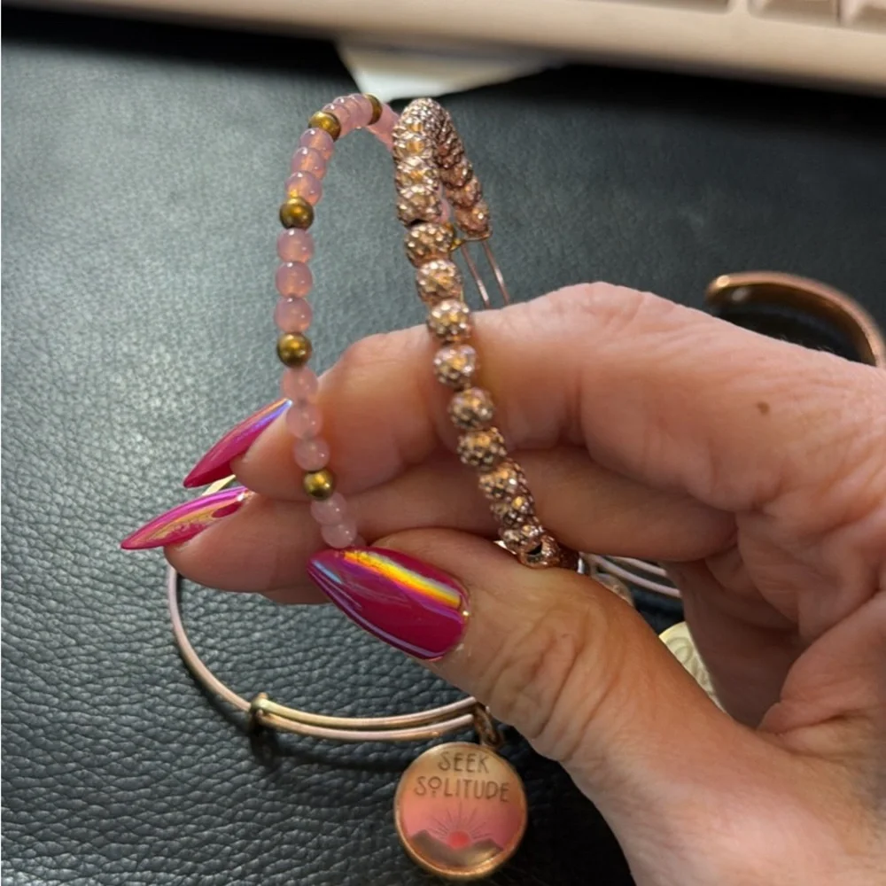 Alex and Ani Gold and Pink Bracelet Set - Picture 3 of 5